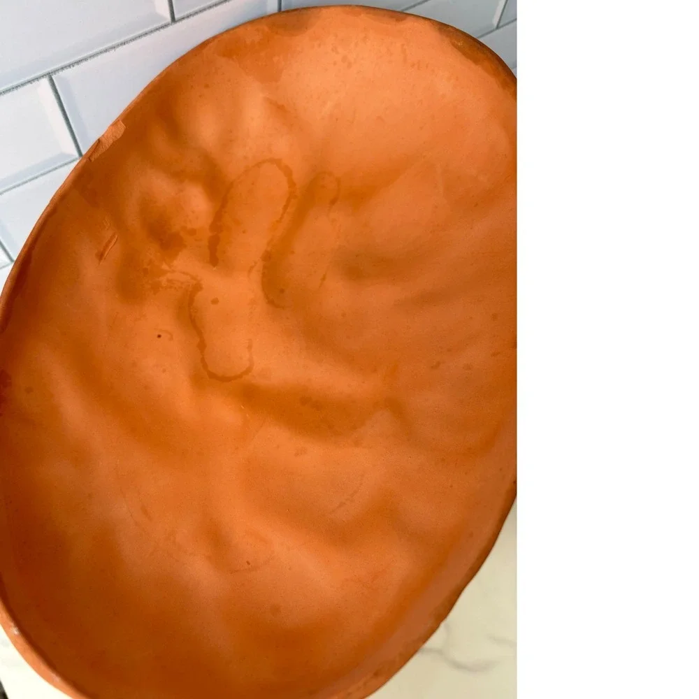 Vintage Terracotta Lidded Casserole Baker Vegetable Harvest Basketweave Oval‎